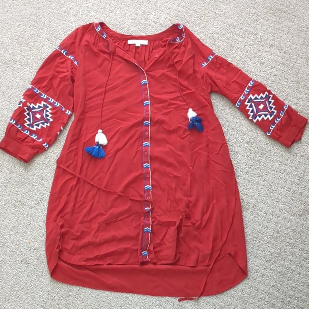 Red Tribal Inspired Loft Dress